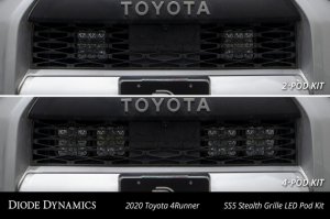 Toyota 4Runner LED Grille Kit - Diode Dynamics - SS5 Stealth Grille 2-Pod Kit - Pro - White - `14-`24